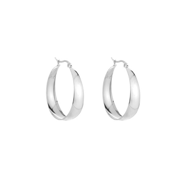Oorbellen zilver - flat hoops 35mm