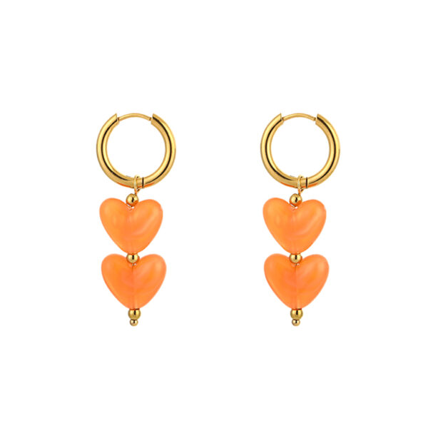 Oorringen goud - hartjes oranje