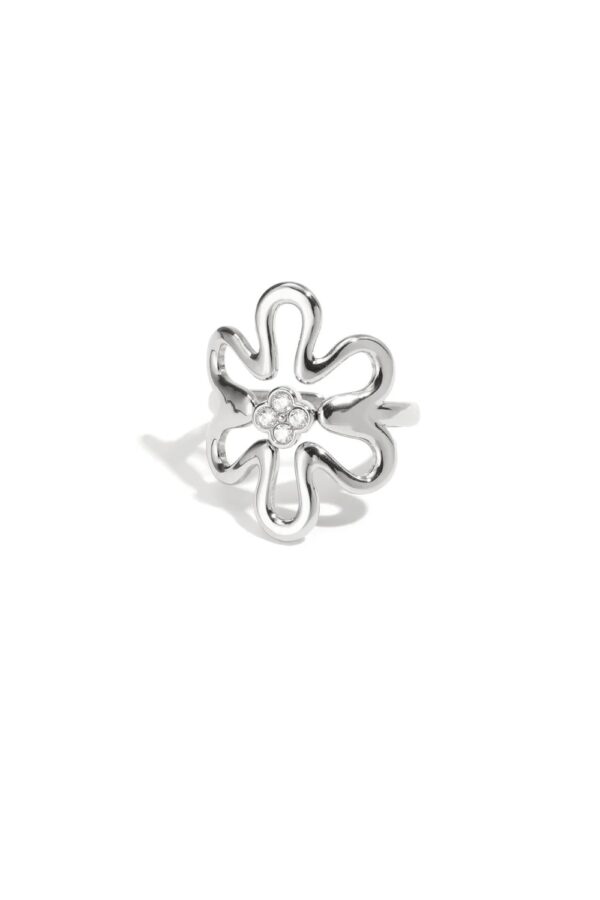 Ring zilver - flower statement